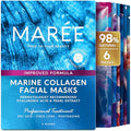 MAREE Collagen Facial Mask with Hyaluronic Acid ? Sheet Face Mask Skincare ? Centella Asiatica, Green & Red Algae Extract ? Hydrating Facemask For Women Skin Care ? Mascarillas Para La Cara ? 6 Count