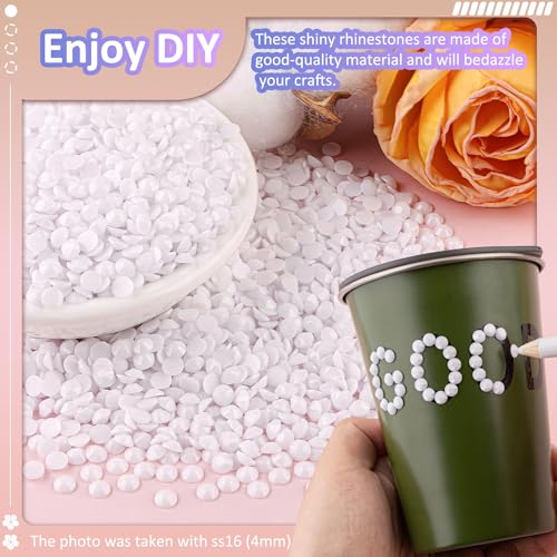 6000Pcs 3mm White Flatback Resin Rhinestones Kit with B7000 Glue for Crafts
