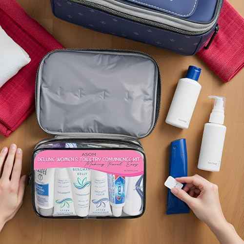 Asom Travel Toiletries Kit ? TSA Approved Travel-Size 36-Piece Personal Care & Hygiene Essentials Set for Men & Women ? Compact Unisex Kit for Flight, Vacation, Hotel, Gym, Camping
