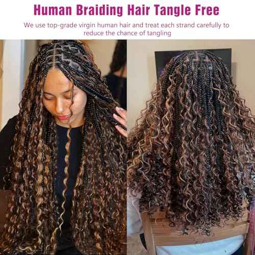 1B/30 Highlight Bronze Human Braiding Hair Deep Wave Bulk£¬Black and Gold No Weft Curly Braiding Hair Extensions for Boho Braids Wet and Wavy Braiding Human Hair Bundles(20inch,1B/30,100g)