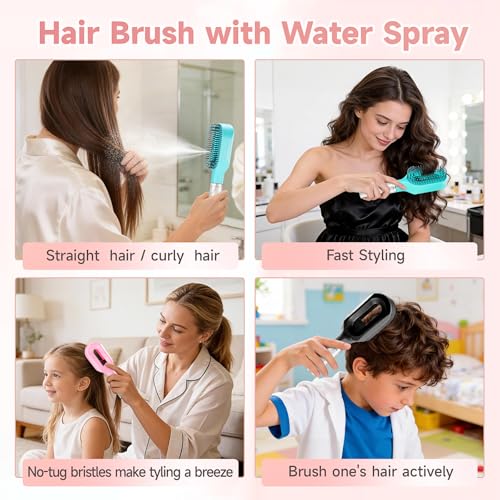 2-in-1 Hair Brush with Water Spray Mister