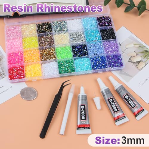 28 Colors Rhinestone Bedazzling Kit with 40000 3mm Gems & Glue