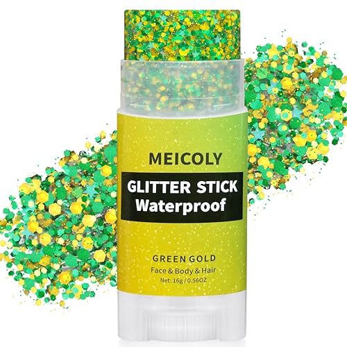 MEICOLY Brazil Glitter Stick for Soccer Events - Yellow & Green