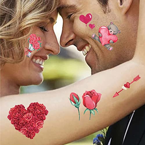Valentine's Day Temporary Tattoos Set - 6 Styles for Couples