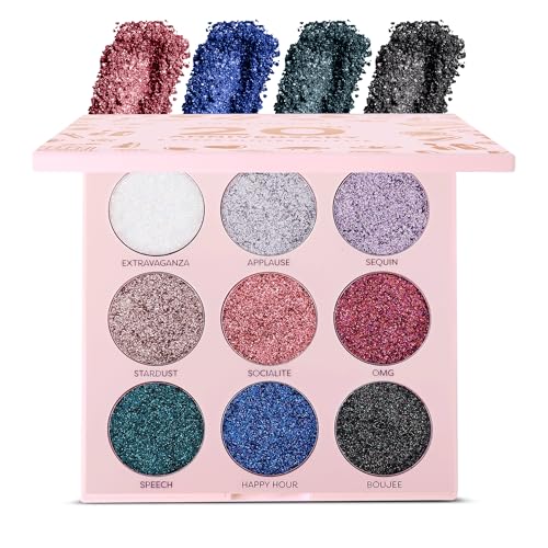 Profusion Cosmetics 9-Color Pressed Glitter Eyeshadow Palette Rose