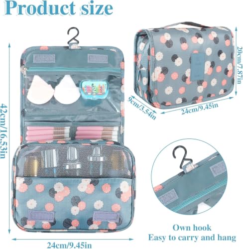 Pengxiaomei Blue Hanging Toiletry Bag for Women, Portable Cosmetic Organizer