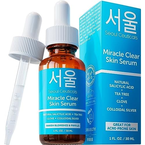 SeoulCeuticals Korean Acne Serum, Skin Care Treatment for Acne Prone Skin - Rapid Action Salicylic Acid, Tea Tree & Clove For Even Skin Tone 1oz