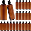 Domensi 24 Pcs 10oz Plastic Bottle Squeeze Containers with Disc Cap Travel Bottles Reusable Empty Toiletries Shampoo Containers Refillable Travel Bottles for Shampoo Lotions(Brown)