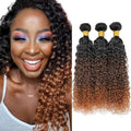 Ombre Brown Kinky Curly Human Hair Bundles - 24, 26, 28 Inch