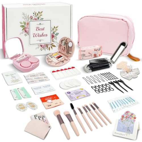Bridal Emergency Kit, 60+ Pcs Wedding Day Essentials with Cosmetic Bag