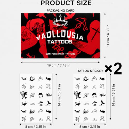Semi Permanent Tattoo Stickers - Waterproof, Lasts 7-15 Days