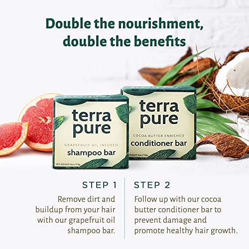 Terra Pure Conditioner Bar | Cocoa Butter Enriched by 1-Shoppe | Plastic Free, Soap Free, Vegan, Plant Based, Sustainable, Eco-Friendly, & Zero Waste