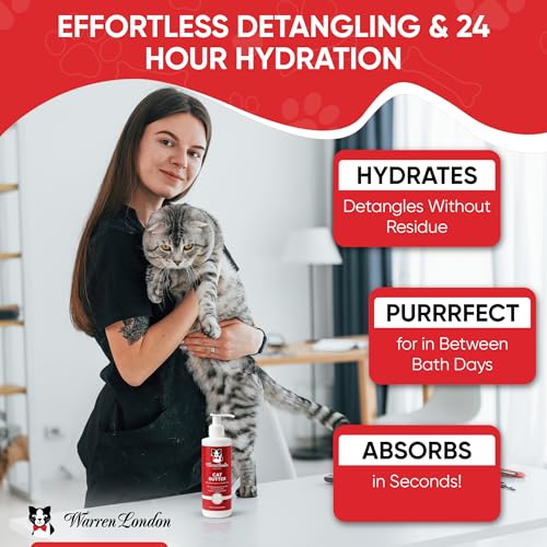 Warren London Cat Hydrating Butter - Unscented Leave-in Conditioner for Soft Fur
