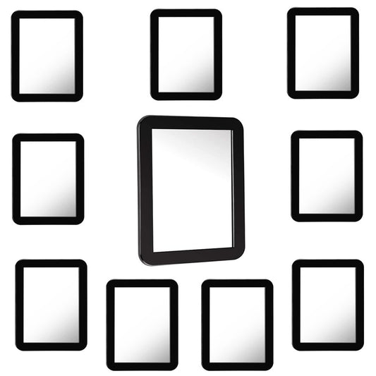 mpowtech 10 Pack Black Magnetic Locker Mirror,5" x 7" Iocker Mirror Magnetic - Small Mirrors for School Locker, Bathroom, Workshop Toolbox, Office Cabinet,Easy Install