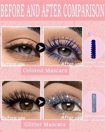 Dual-Ended Mascara - Glitter & Matte Waterproof, Long-Lasting Volume