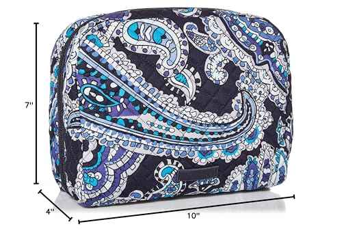 Vera Bradley Women's Cotton Lay Flat Cosmetic Makeup Organizer Bag, Deep Night Paisley, One Size