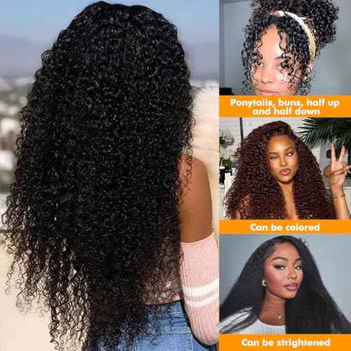Kinky Curly Bundles Human Hair 16 18 20 Inch Human Hair Bundle 100% Unprocessed Brazilian Virgin Hair 3 Bundles for Black Women Weave Extensions Natural Black