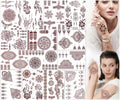 Brown Henna Temporary Tattoo Stickers - 14 Sheets