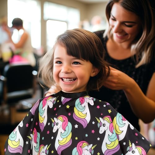 Kids Pink Leopard Hair Cutting Cape - Toddler XS-S Multicolor Unicorn Pattern