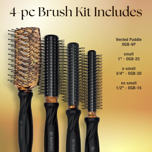 Olivia Garden OG Barber brushes with comfortable ball points tips, ergonomic non-slip handle, ionic technology, lightweight, for easy and quick styling on short hair, ideal for men grooming