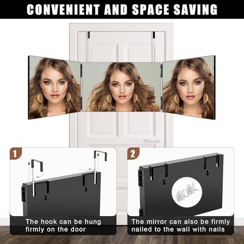 OLIBUY Adjustable 3-Way Mirror for Hair Cutting & Makeup