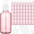 Nuogo 50 Pieces Mini Glass Spray Bottles Bulk 4 Oz Fine Mist Bottles with Funnel Dropper and Cleaning Brush Refillable for Essential Oils, Perfumes and Aromatherapy (Pink)
