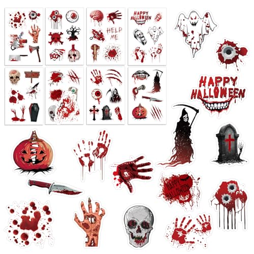 Halloween Temporary Tattoos Stickers - 16 Sheets, 98 Designs