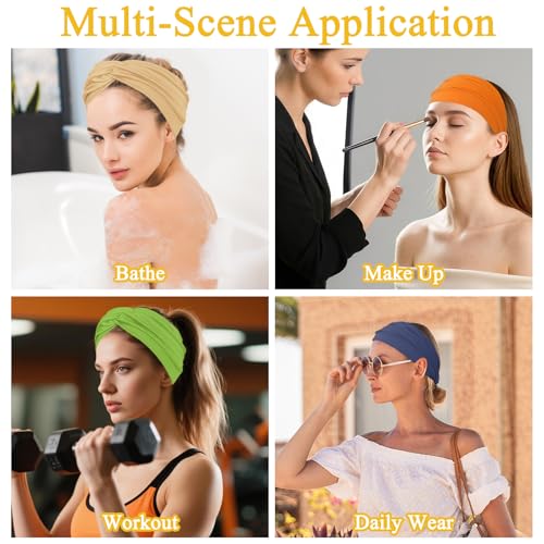 10PCS Extra Wide Vintage Boho Headbands for Women - Non-Slip Yoga & Gym Hair Accessories