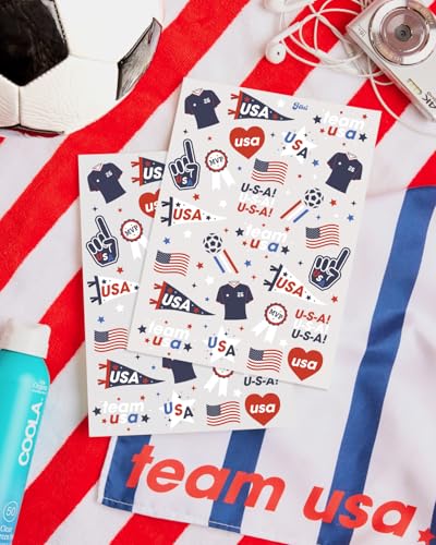 Soccer USA Temporary Tattoos - 2 Sheets, Patriotic