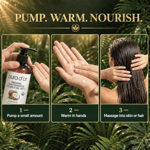 Pura D'Or Organic Fractionated Coconut Oil MCT - 16 oz