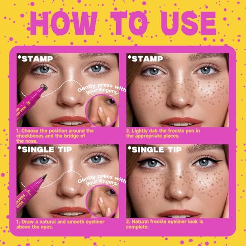 COOL STORY Dual Ended Freckle Stamp Pen - Waterproof Long-Lasting Face Makeup Tool, 4 Natural Shades