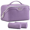 BOYATU 3-Piece Travel Makeup Bag Set - Large Capacity Vegan Leather