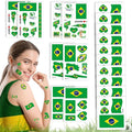 104 PCS Brazil Flag Temporary Tattoos - Waterproof Soccer Face Stickers