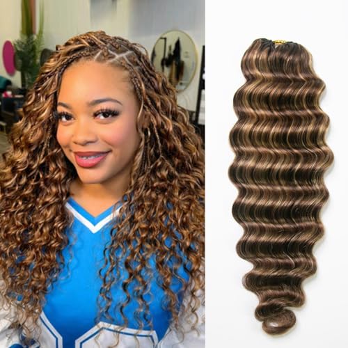 MsFan Human Hair Crochet Extensions Loose Deep Wave 4/27/30 120G 18 Inch - 100Strands