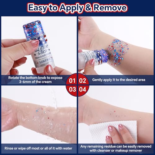 Red White Blue Glitter Stick for 4th of July
