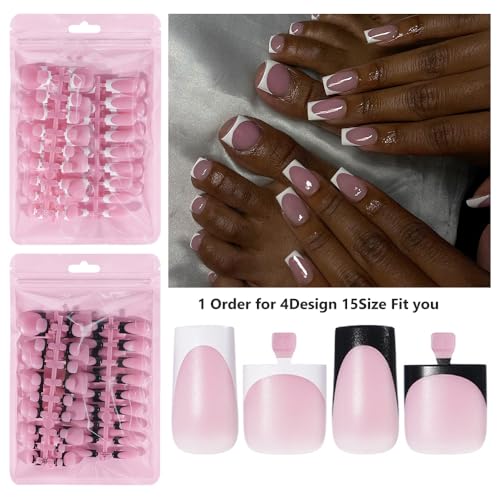 HWHUNO French Toe Nail Tips Set - 120 Soft Gel Press On Nails