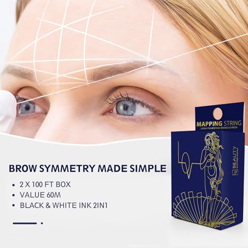 2-in-1 Eyebrow Mapping String - 100 FT Black & White