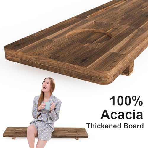 Premium Bathtub Tray Caddy, Solid Acacia Wood Bath Tray for Tub, Adjustable Bath Tub Tray for Freestanding Tubs, Anti-Tipping, Sustainable Tub Tray, Holder for Tablet with Book and Wine Glass Holder