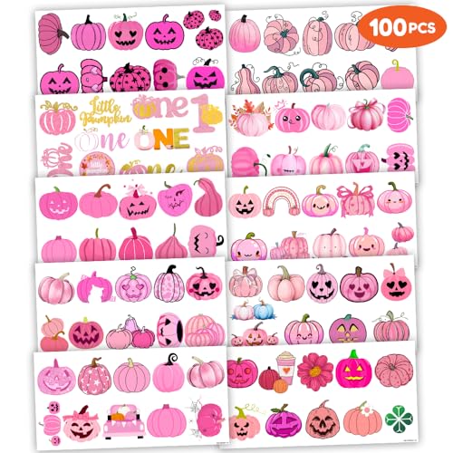 Little Pumpkin Temporary Tattoos 10 Sheets 100 PCS Fall