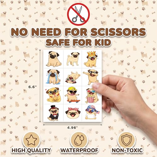 96 Pug Dog Temporary Tattoos for Kids | Party Favors