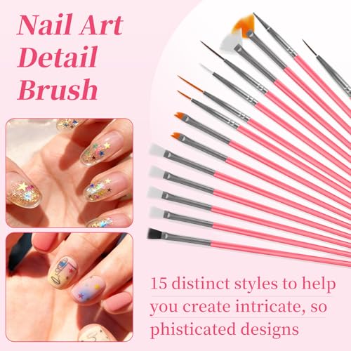 25-Piece Nail Art Tools Set with Brushes, Dotting Tools & Stands