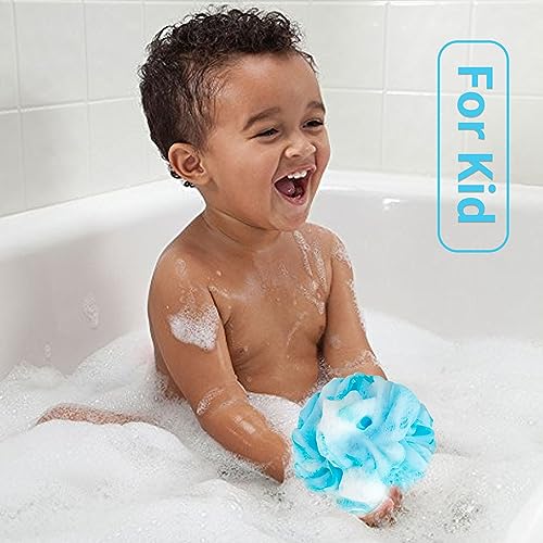 BCKENEY Bath Loofah Sponge 4-Pack Soft Mesh Exfoliating Shower Puffs