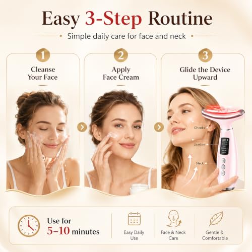 Pink 7-Color Face Sculpting Tool with Red Light Therapy for Face & Neck - GIHWRRI