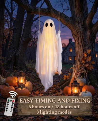 5FT LED Light-Up Halloween Ghost Swing with Remote Control