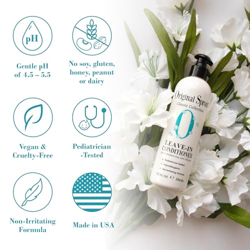 Original Sprout Leave-In Conditioner, Lightweight Moisturizing Conditioner for Dry & Damaged Hair, Detangles, Tames Frizz & Adds Shine, Vegan, Sulfate Free, Safe for Kids & Adults, 12 fl oz