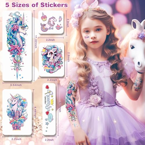 Unicorn Temporary Tattoo Kit for Kids - 35 Styles, 24 Sheets