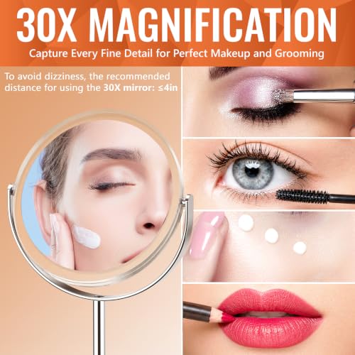 Auxmir 8" Double Sided Magnifying Mirror 1X/30X with Stand