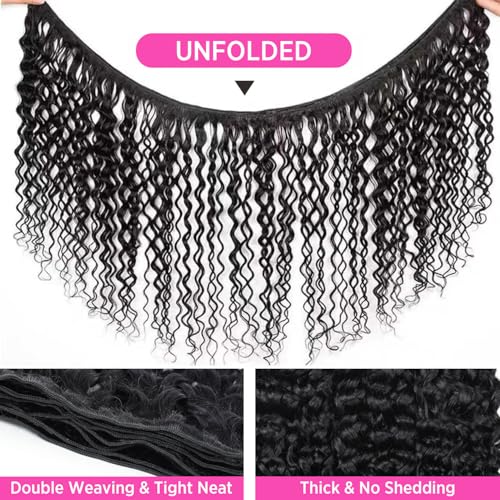 Brazilian Virgin Water Wave Human Hair Bundles - Natural Black, 3 Pack