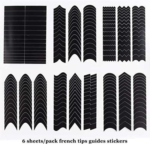 French Tip Nail Stickers 6 Sheets - French Tips Guides & Nail Art Tools