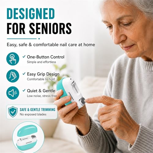 Electric Nail Clipper for Seniors, Automatic Trimmer for Thick Nails